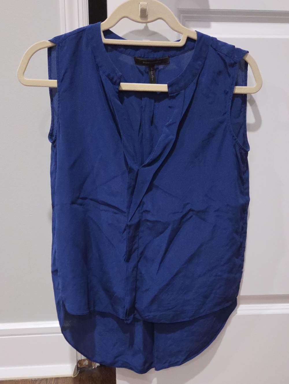 BCBGMaxAzria Sleeveless V-Neck Blouse in Royal Blue